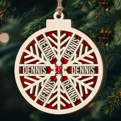 Custom Family Name Snowflake, 2026 Christmas Family Ornament With Name - Personalized Wooden Ornament