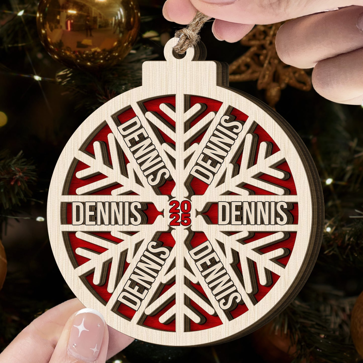Custom Family Name Snowflake, 2025 Christmas Family Ornament With Name - Personalized Wooden Ornament