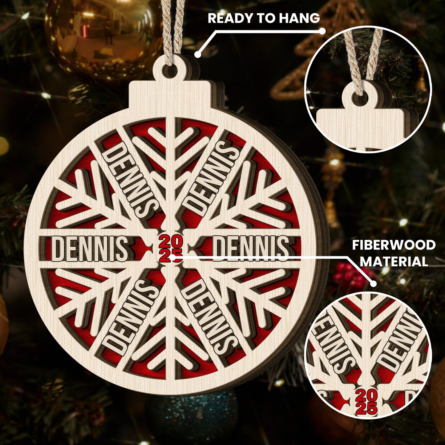 Custom Family Name Snowflake, 2025 Christmas Family Ornament With Name - Personalized Wooden Ornament