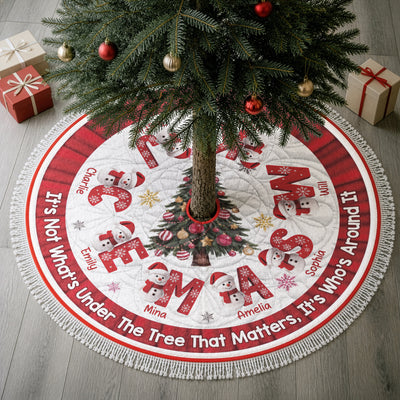 Custom Family Name Snowman Christmas Tree Decoration - Personalized Tree Skirt