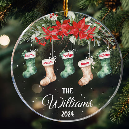 Custom Family Name Stocking - Personalized Acrylic Ornament