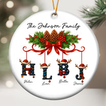 Custom Family Name With Christmas Alphabet - Personalized Ceramic Ornament