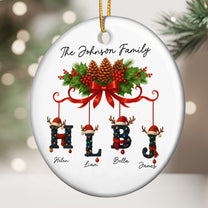 Custom Family Name With Christmas Alphabet - Personalized Ceramic Ornament