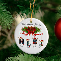 Custom Family Name With Christmas Alphabet - Personalized Ceramic Ornament