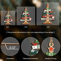 Custom Family Names Christmas Ornament - Personalized Wooden Ornament
