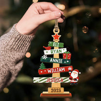 Custom Family Names Christmas Ornament - Personalized Wooden Ornament