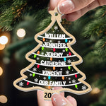 Custom Family Names Christmas Tree - Personalized Wood And Acrylic Ornament