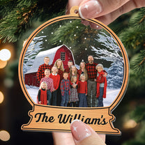 Custom Family Names Farmhouse - Personalized Photo Wood And Acrylic Ornament