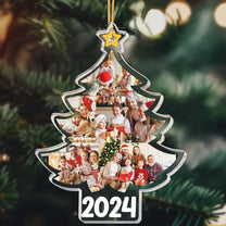 Custom Family Photo 2024 Christmas Tree - Personalized Photo Acrylic Ornament