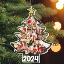 Custom Family Photo 2024 Christmas Tree - Personalized Photo Acrylic Ornament