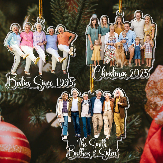 Custom Family Photo Christmas - 1st Baby, Family, Couples, Pet Lovers - Personalized Acrylic Photo Ornament