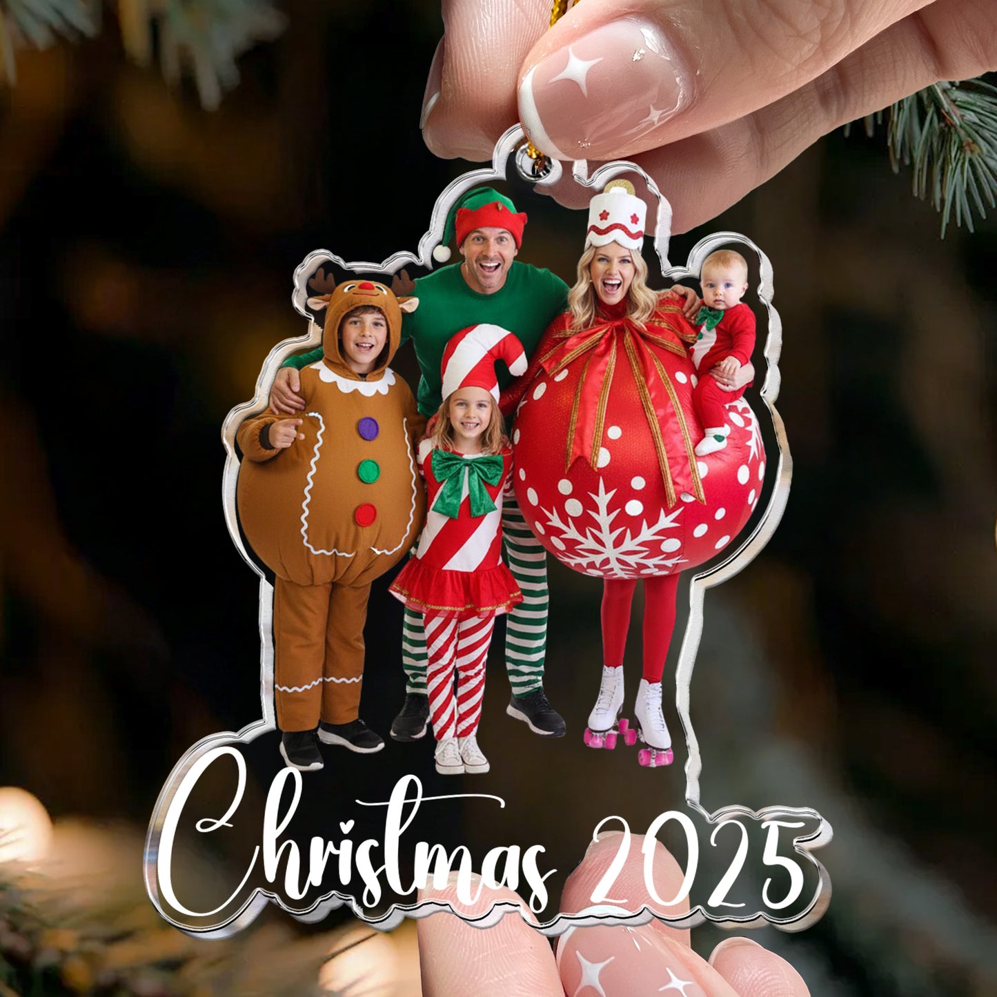 Custom Family Photo Christmas - 1st Baby, Family, Couples, Pet Lovers - Personalized Acrylic Photo Ornament