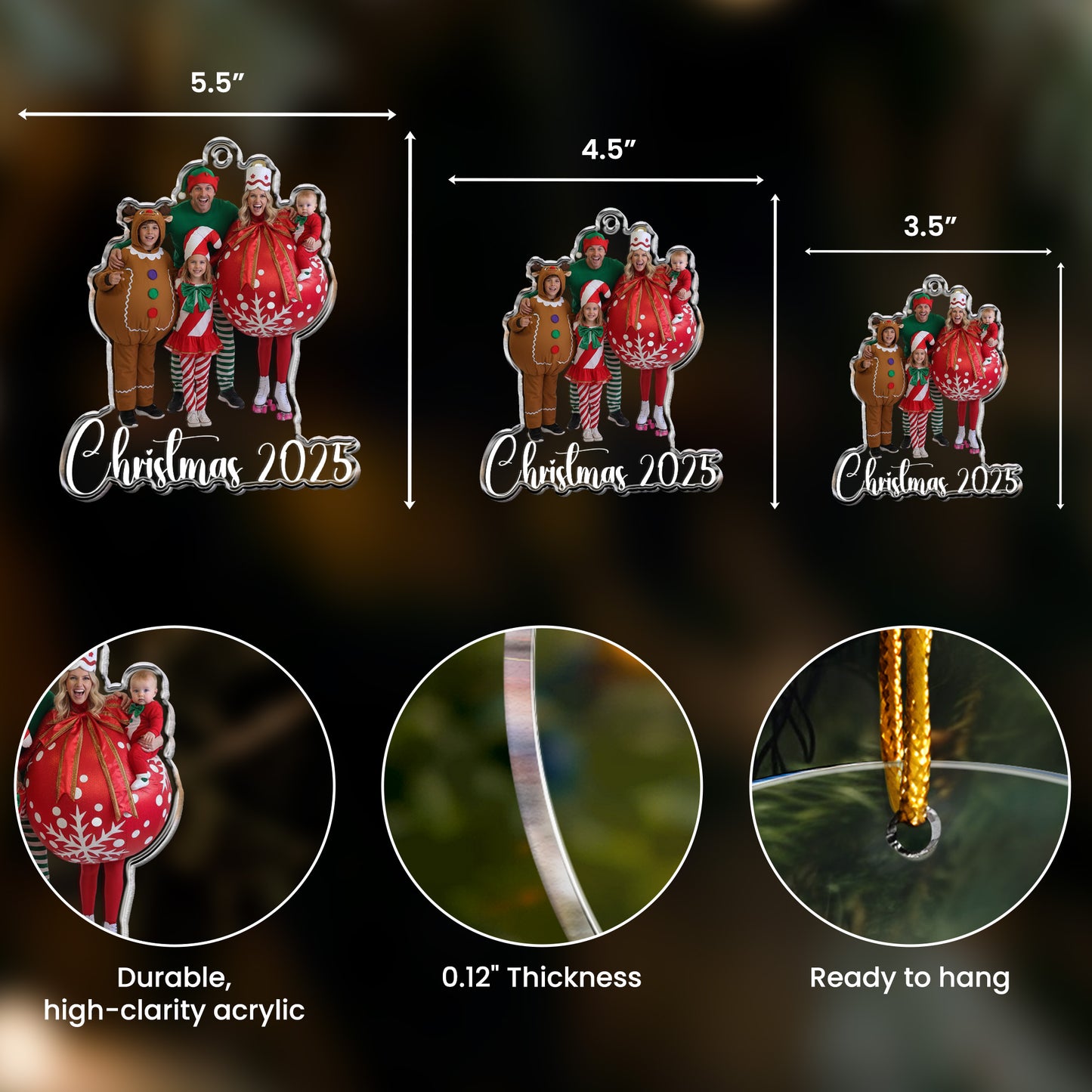 Custom Family Photo Christmas - 1st Baby, Family, Couples, Pet Lovers - Personalized Acrylic Photo Ornament