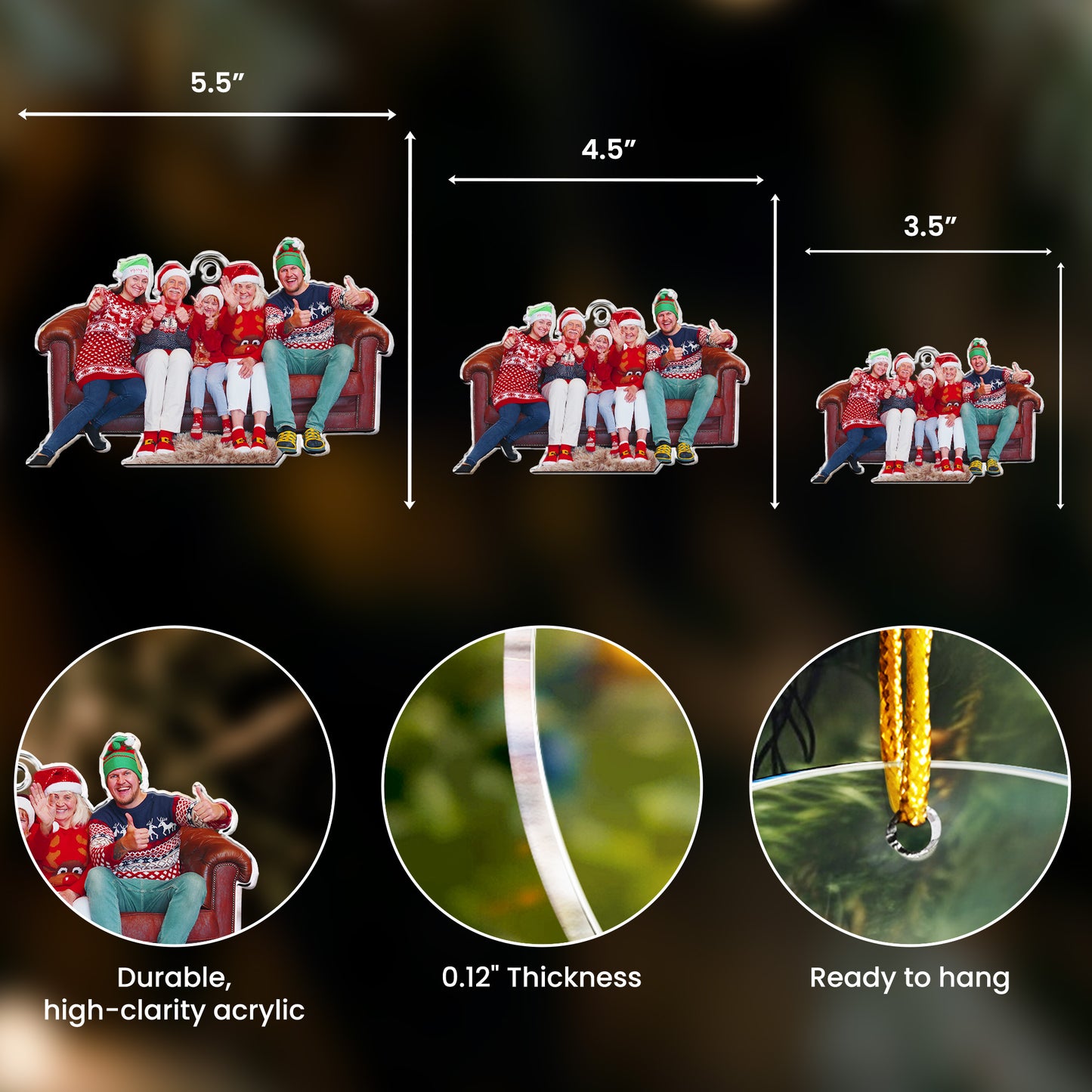 Custom Family Photo Christmas Decoration - Personalized Acrylic Photo Ornament