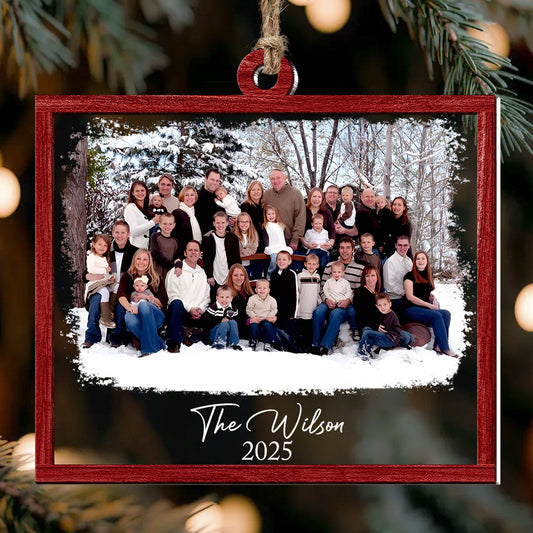 Custom Family Photo Frame For Family, Friends, Grandparents - Personalized Wood And Acrylic Photo Ornament