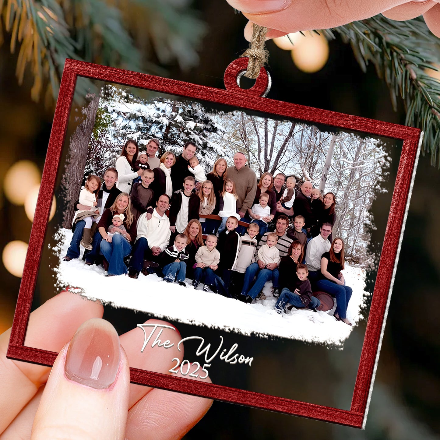 Custom Family Photo Frame For Family, Friends, Grandparents - Personalized Wood And Acrylic Photo Ornament