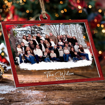 Custom Family Photo Frame For Family, Friends, Grandparents - Personalized Wood And Acrylic Photo Ornament