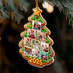 Custom Family Photo Ornament Gingerbread Christmas Tree Cookie - Personalized Acrylic Photo Ornament