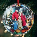 Custom Family Photo Shining Christmas Ball - Personalized Photo Glass Ornament