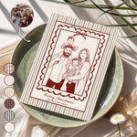 Custom Family Photo Sketch Line Art Christmas Gifts Card - Personalized Cards