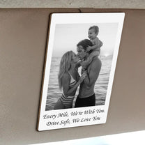 Custom Family Polaroid Photo & Message For Him, Daddy, Papa - Personalized Wooden Photo Car Visor Clip