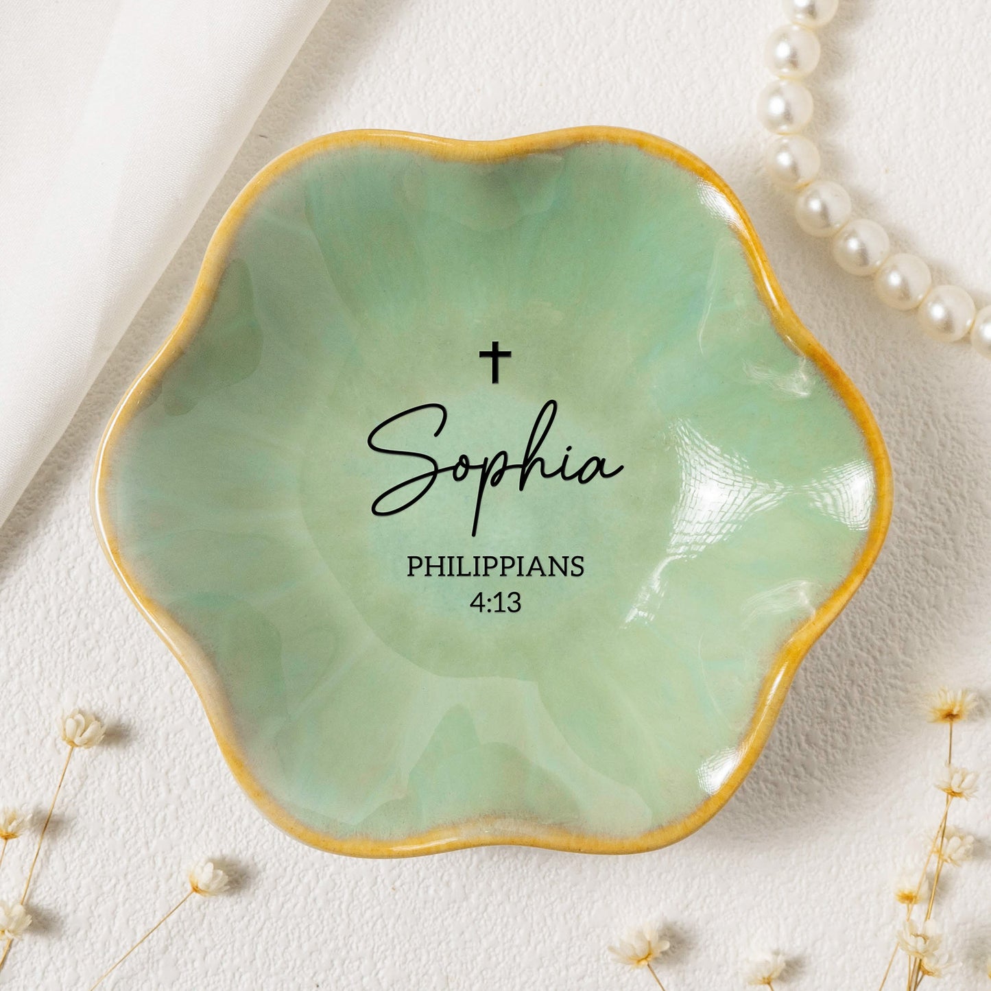 Custom Favorite Bible Verse And Name Faith Gift For Her - Personalized Jewelry Dish