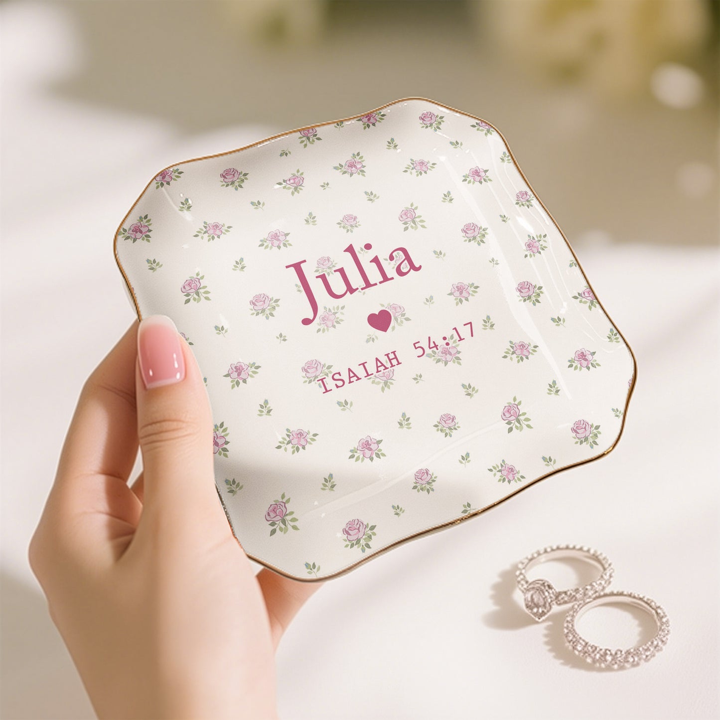 Custom Favorite Bible Verse And Name Faith Gift - Personalized Jewelry Dish