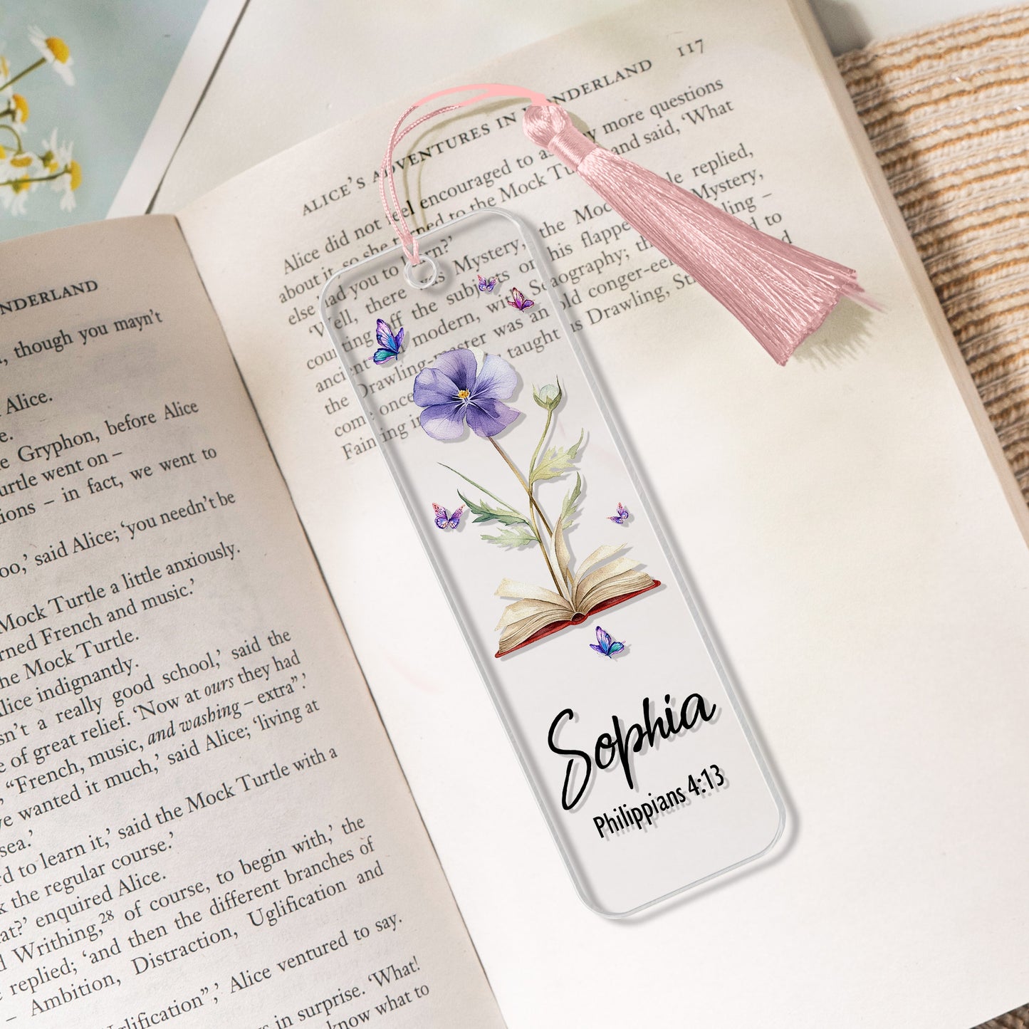 Custom Favorite Bible Verse References With Birth Flower - Custom Acrylic Bookmark