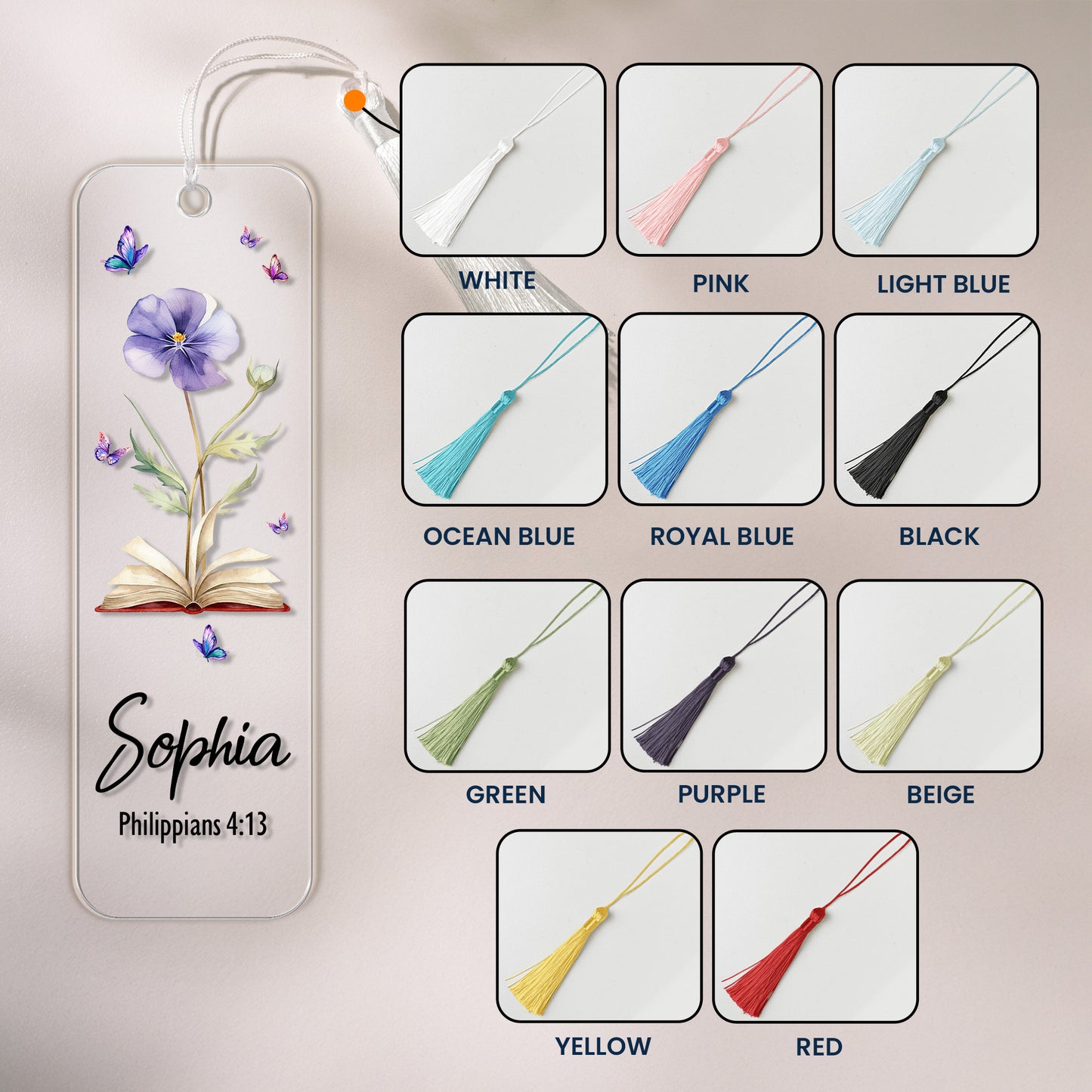 Custom Favorite Bible Verse References With Birth Flower - Custom Acrylic Bookmark