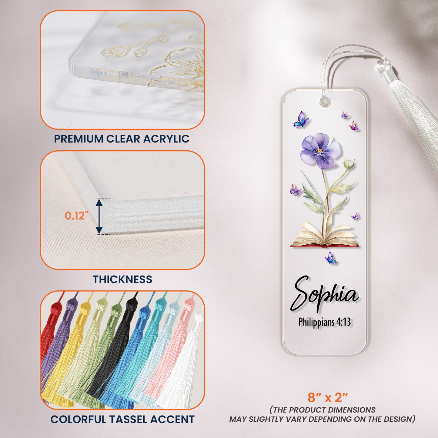 Custom Favorite Bible Verse References With Birth Flower - Custom Acrylic Bookmark