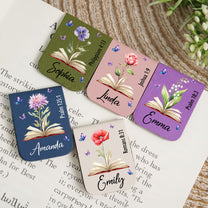 Custom Favorite Bible Verse References With Birth Flower - Personalized Leather Magnetic Bookmark