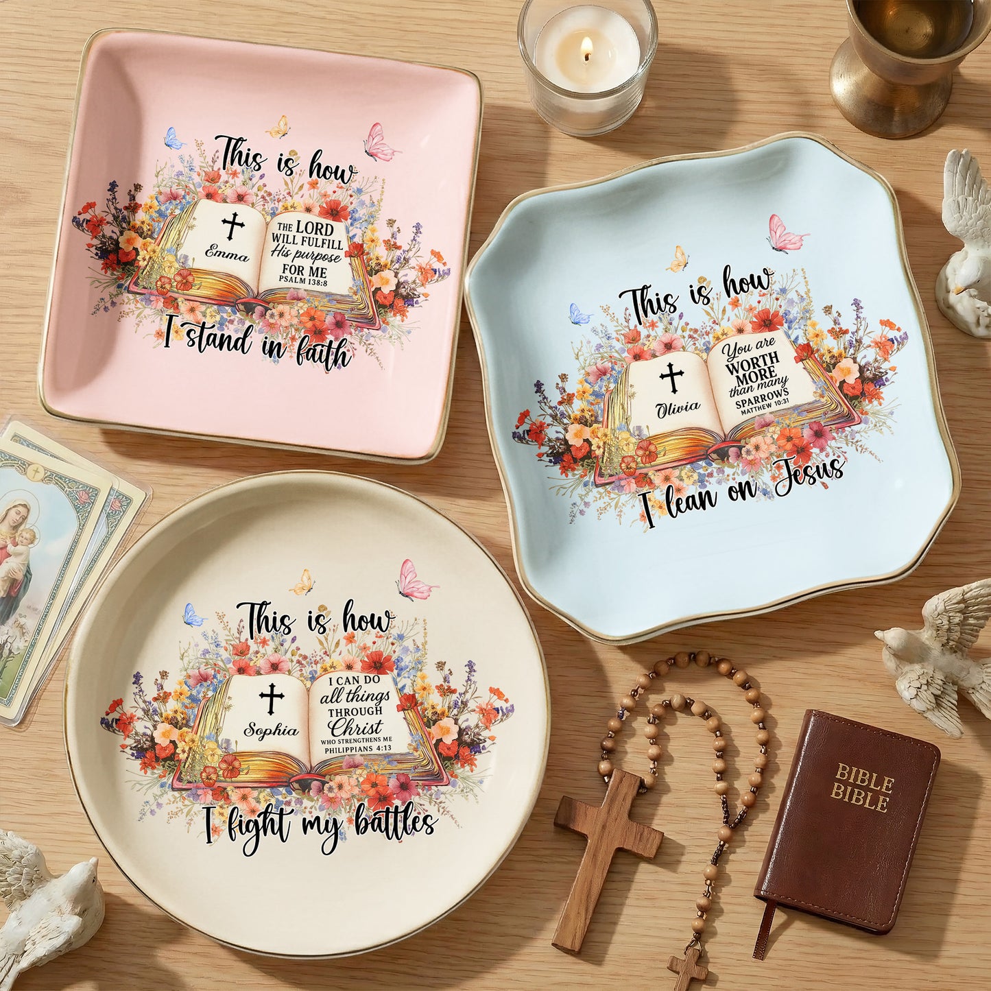 Custom Favorite Bible Verse This Is How I Fight My Battles - Personalized Jewelry Dish
