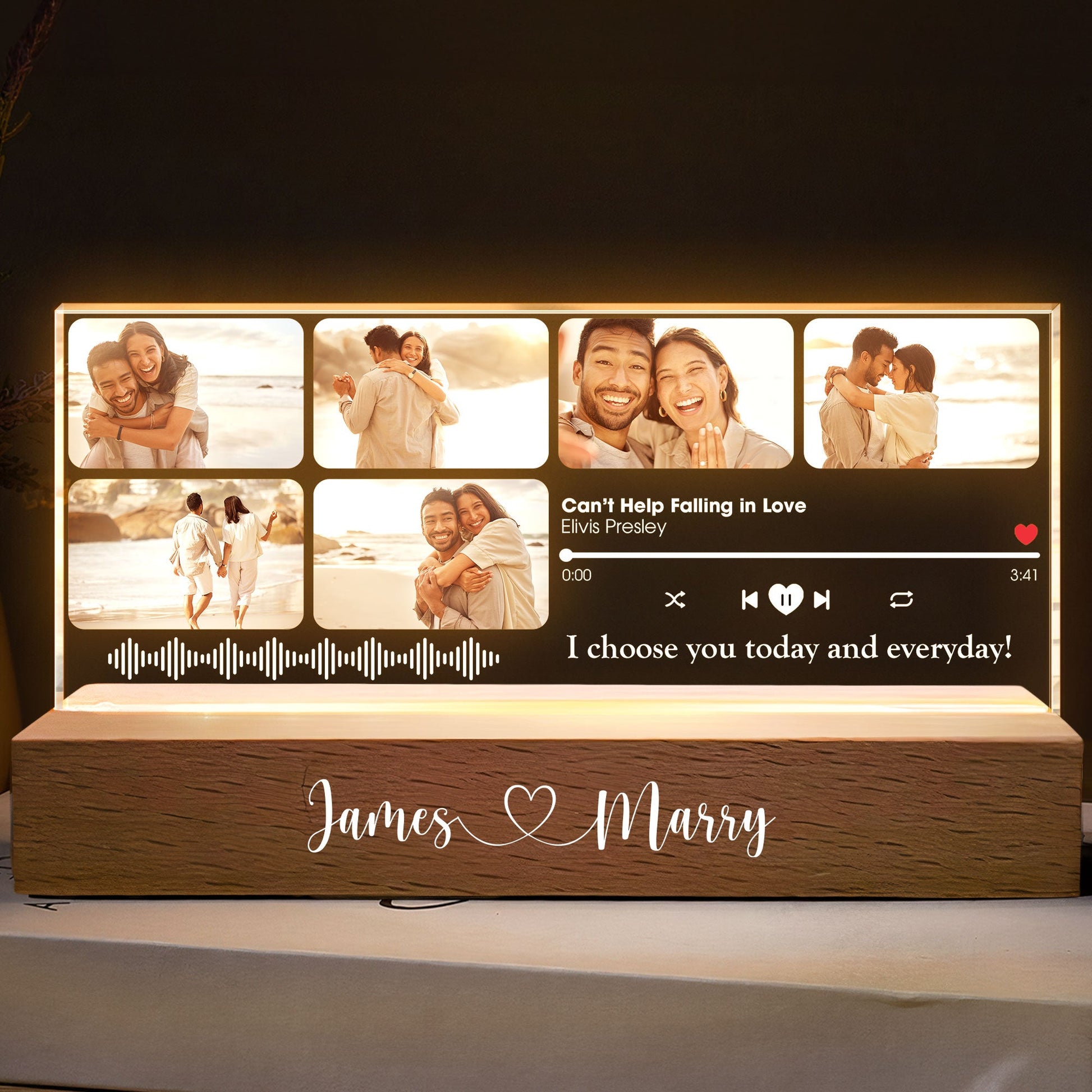 Custom Favorite Song Anniversary Gift - Personalized Photo LED Night Light