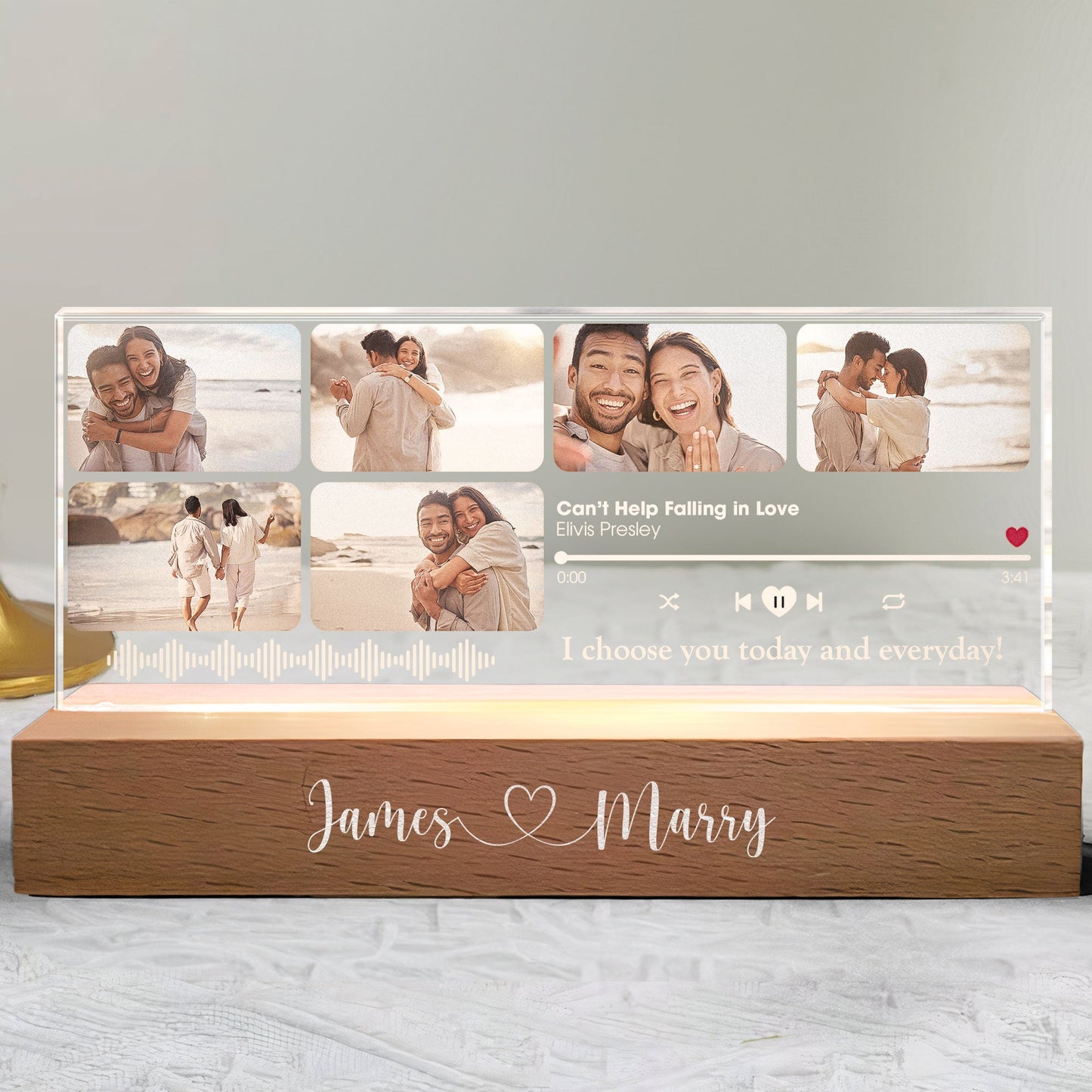 Custom Favorite Song Anniversary Gift - Personalized Photo LED Night Light