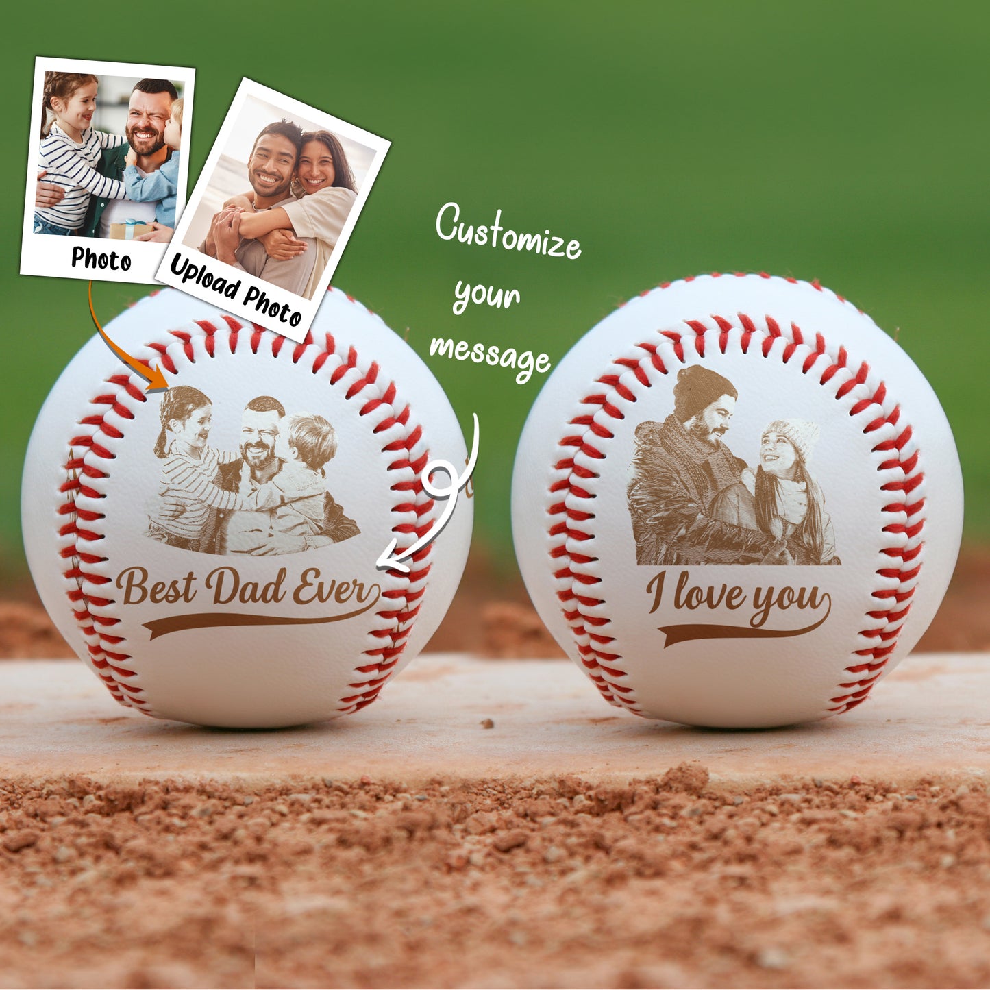 Custom Favourite Photo Gift For Family Couple Dad - Personalized Photo Baseball