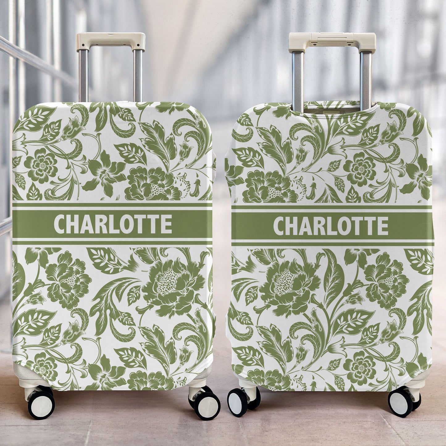 Custom Floral - Personalized Luggage Cover