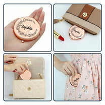 Custom Floral & Name For Her, Wife, Daughter, Sister - Personalized Compact Mirror