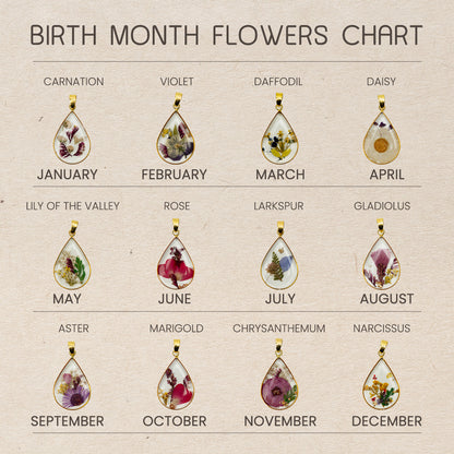 Custom Flowers For Friends, Mom, Daughter - Personalized Birth Month Flower Necklace