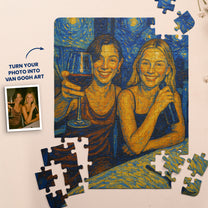 Custom Friend Portrait Van Gogh Art - Personalized Photo Jigsaw Puzzle
