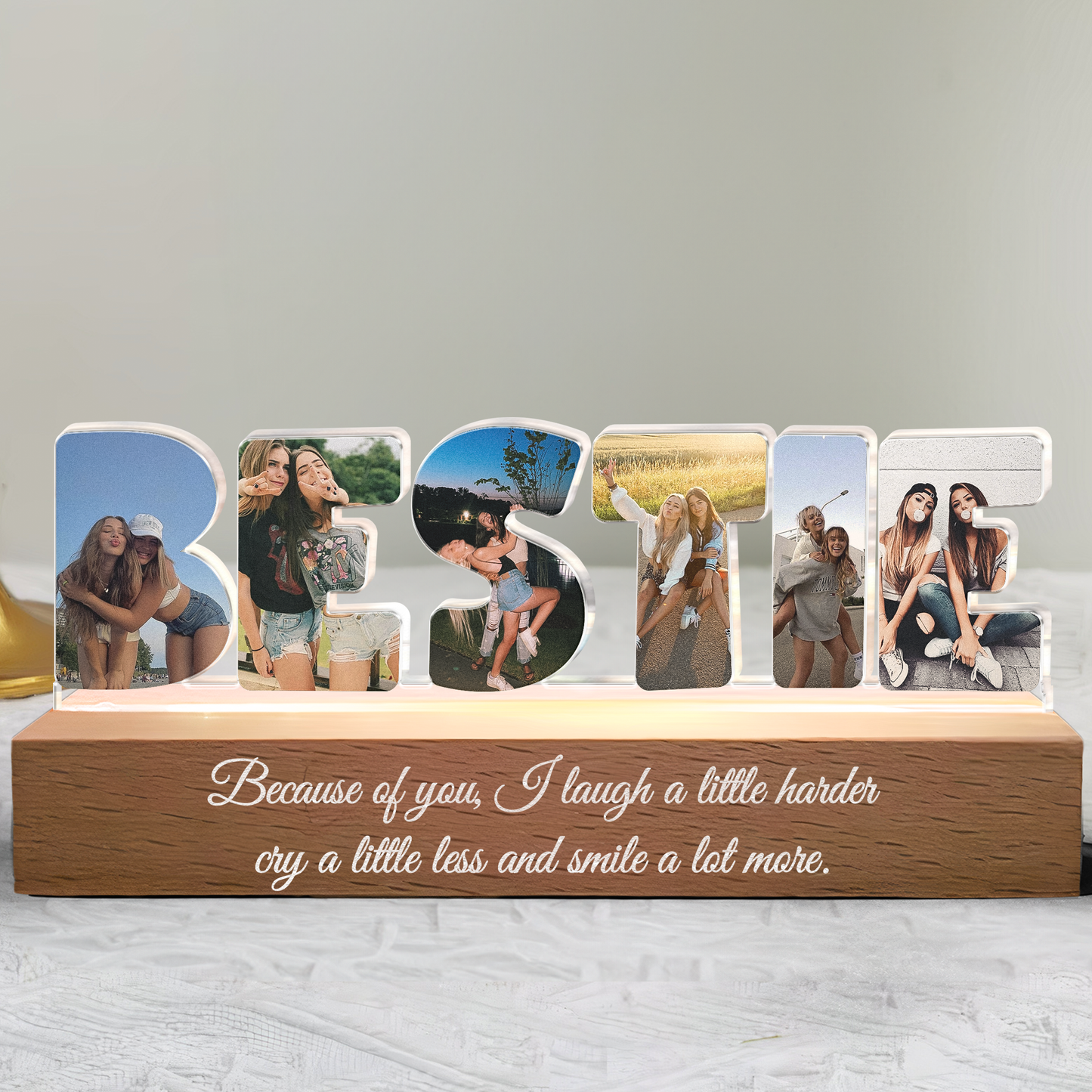 Custom Friendship Photo Collage - Personalized Photo LED Night Light