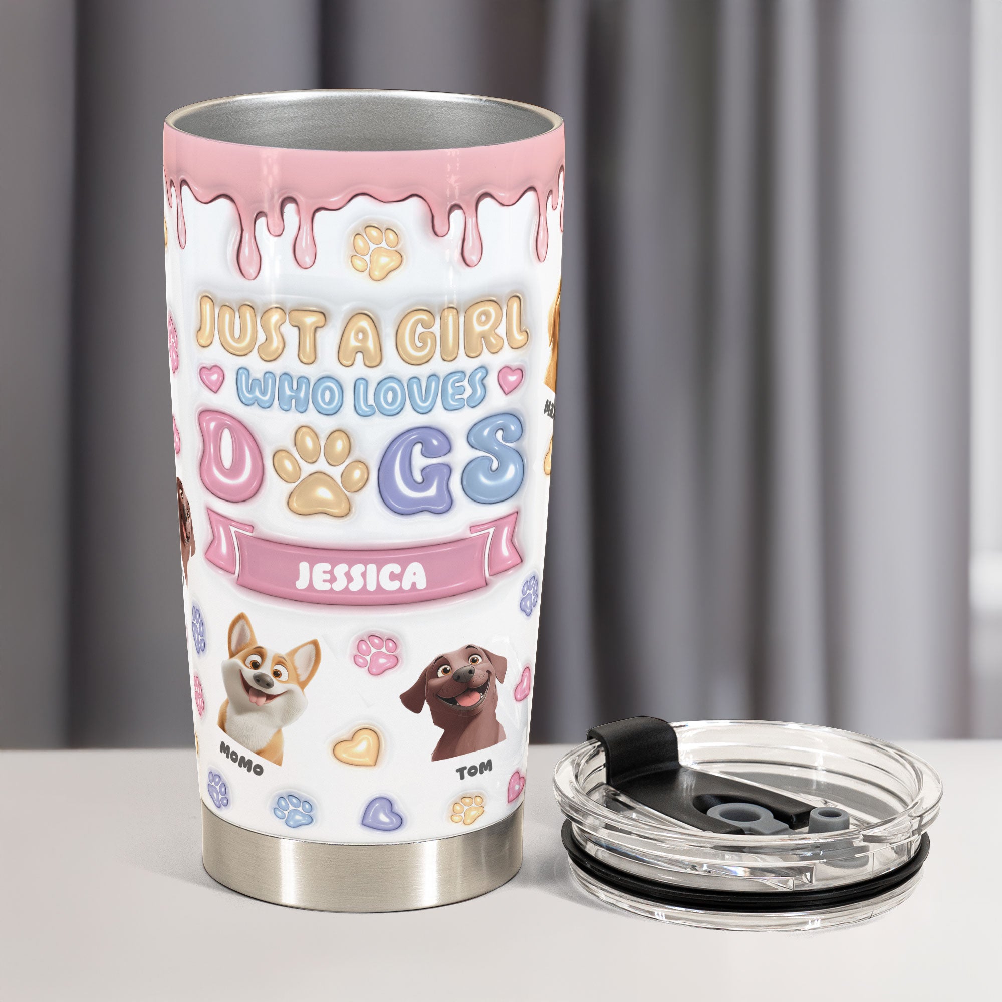 Custom Funny Dogs Just A Girl Who Loves Dogs - Personalized Tumbler Cup