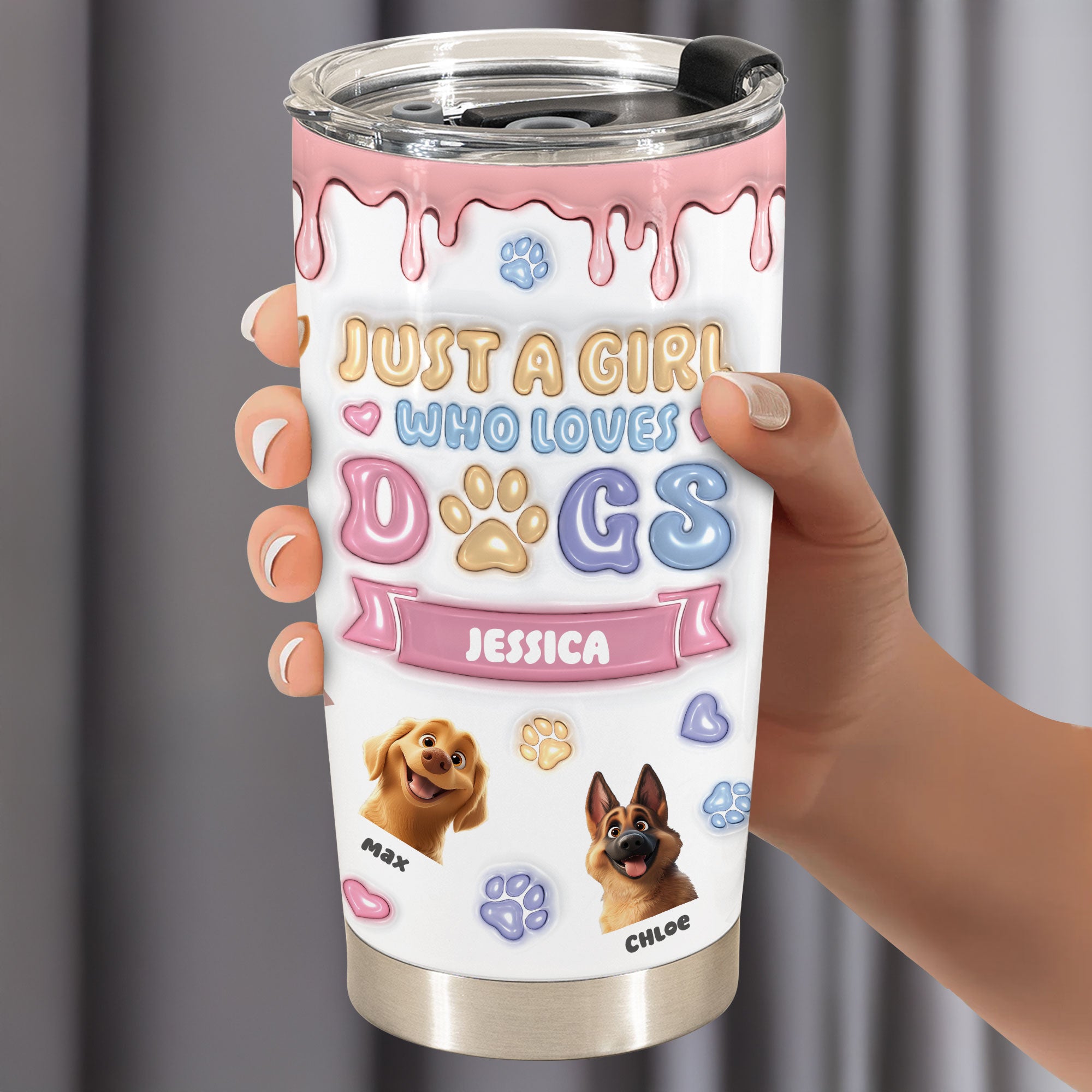 Custom Funny Dogs Just A Girl Who Loves Dogs - Personalized Tumbler Cup