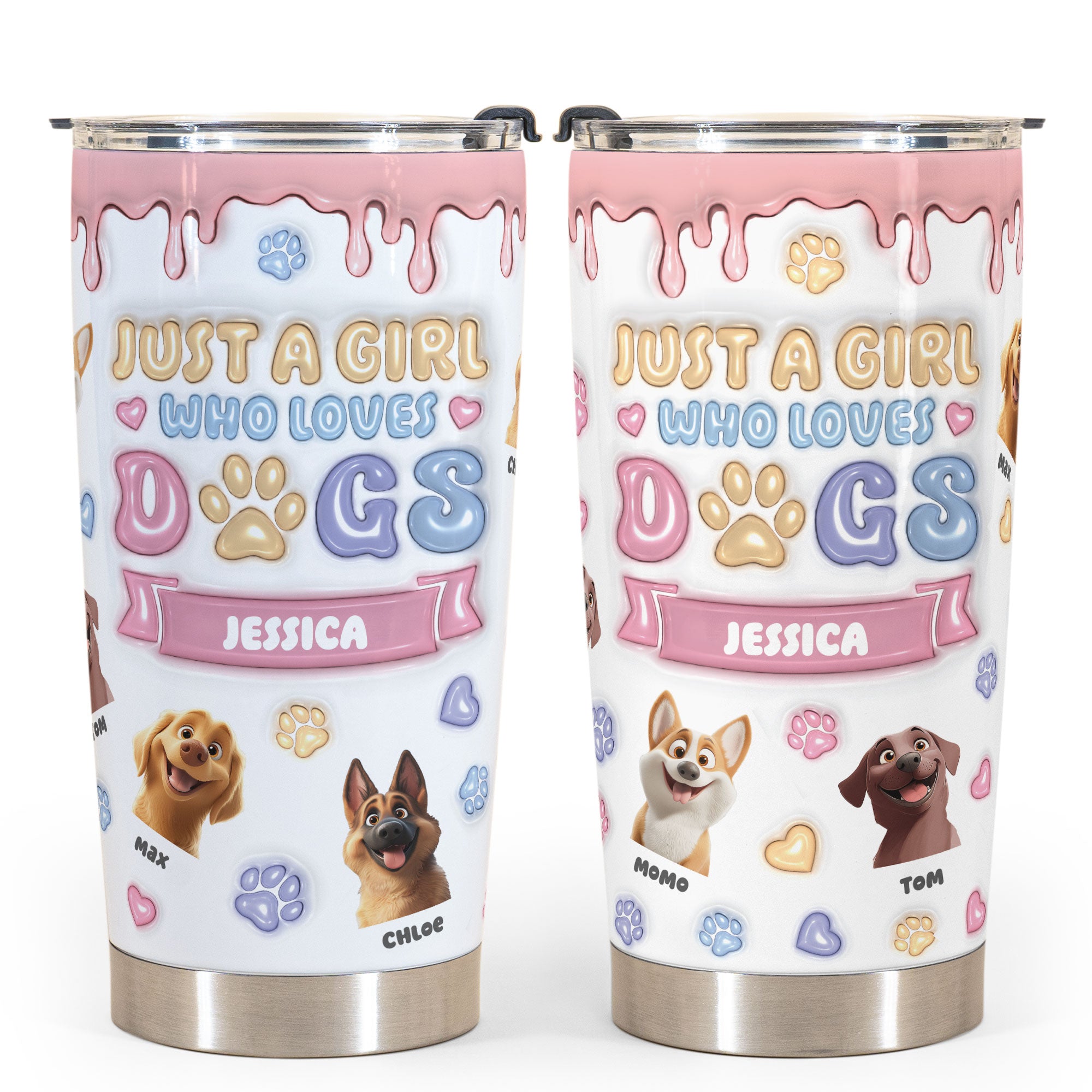 Custom Funny Dogs Just A Girl Who Loves Dogs - Personalized Tumbler Cup