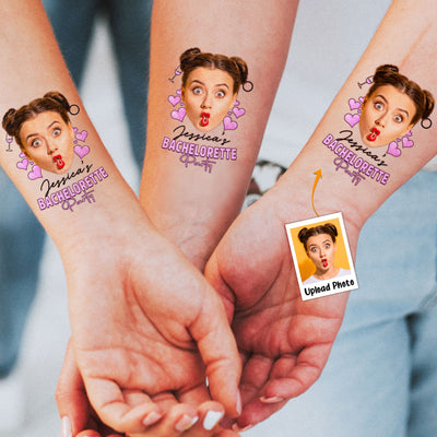 Custom Funny Face Bachelorette Tattoo - Personalized Photo Tattoo