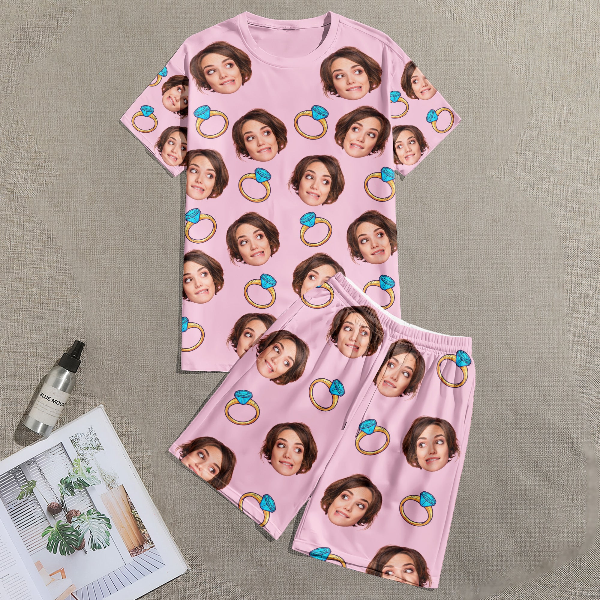 Custom Funny Face Bride Bachelorette Party Bridesmaid - Personalized Photo Pajama Shorts Set
