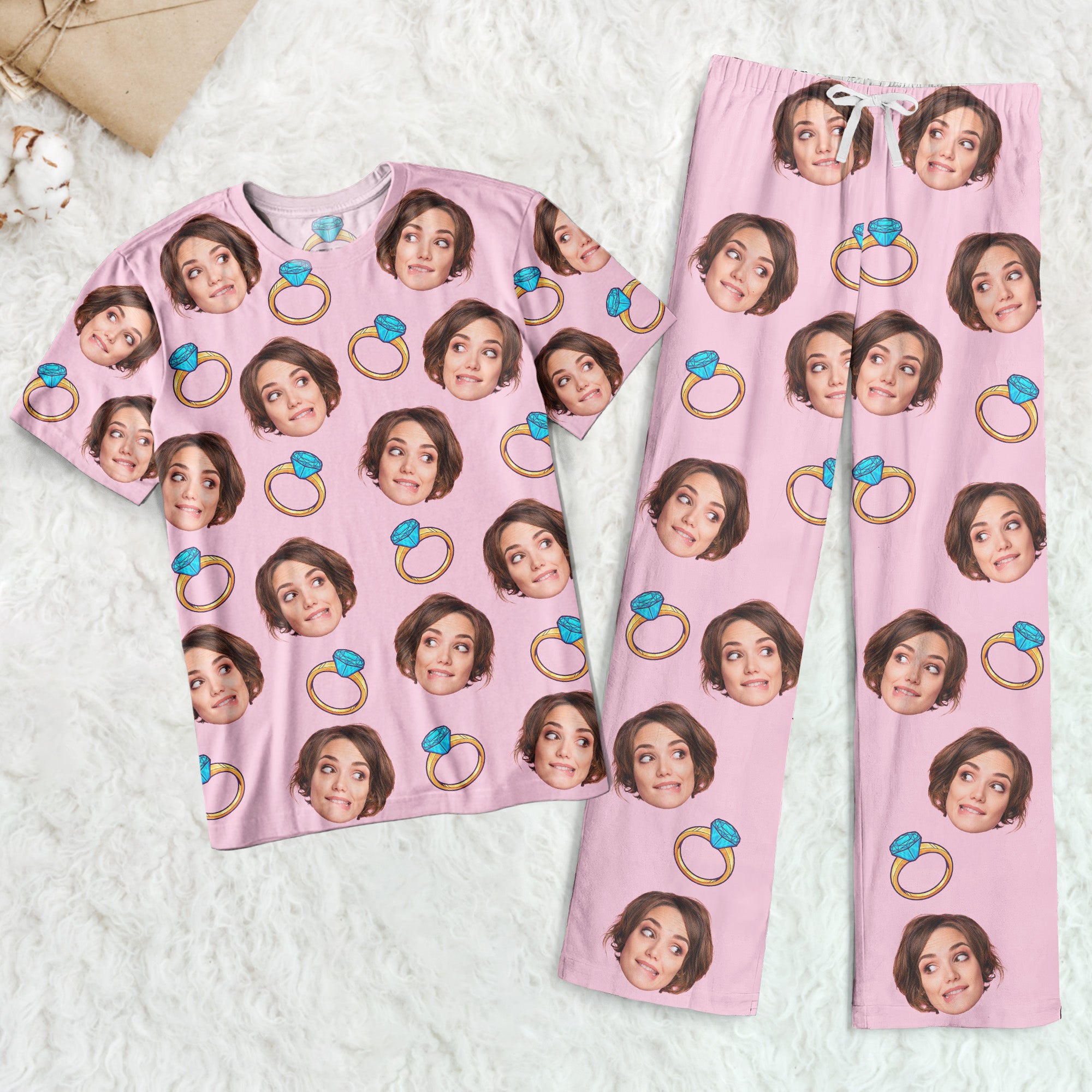 Custom Funny Face Bride Bachelorette Party Bridesmaid - Personalized Photo Pajama Shorts Set