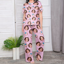 Custom Funny Face Bride Bachelorette Party Bridesmaid - Personalized Photo Pajamas