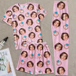 Custom Funny Face Bride Bachelorette Party Bridesmaid - Personalized Photo Pajama Shorts Set