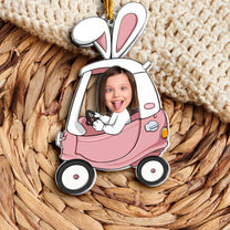 Custom Funny Face Bunny Easter Car Gift - Personalized Photo Easter Ornament