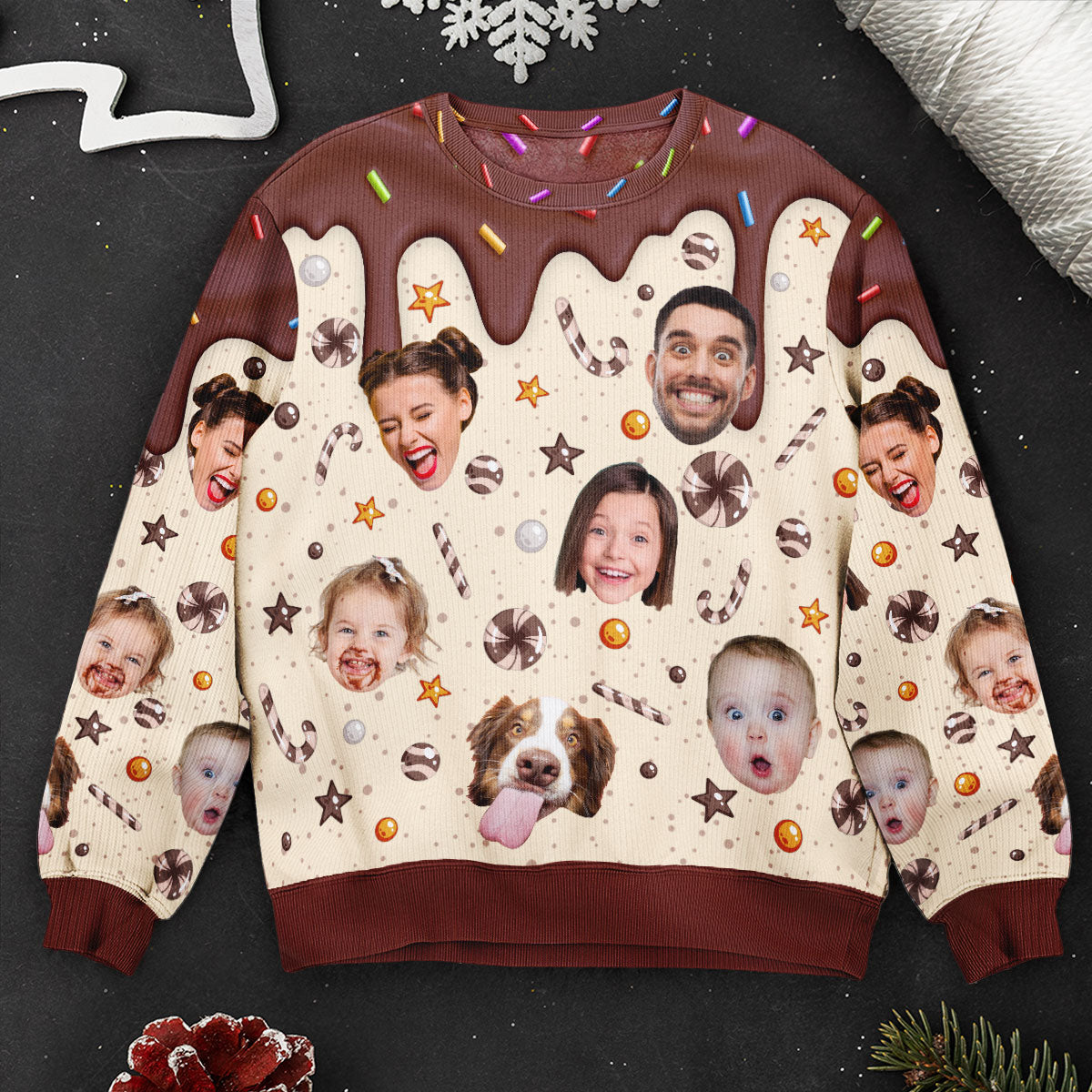 Custom Funny Face Christmas Melting - Personalized Photo Ugly Sweater